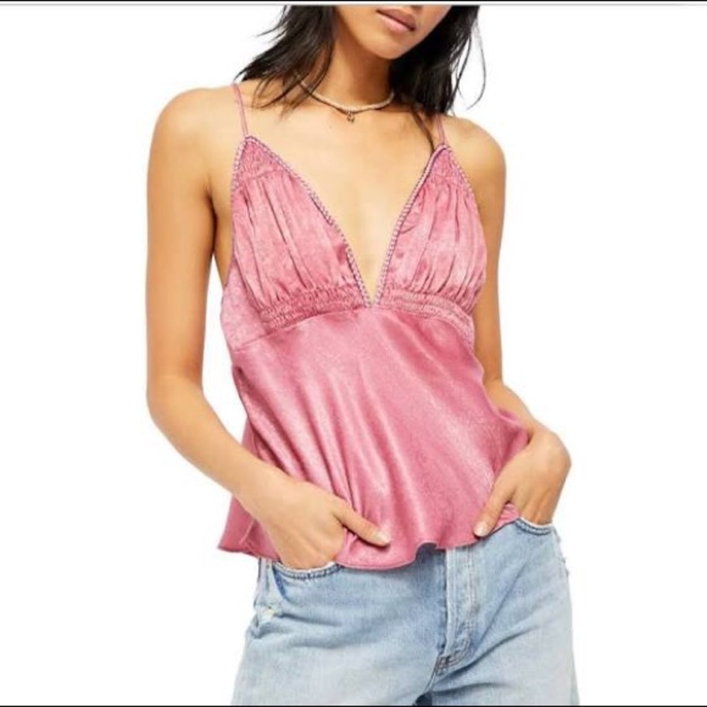 NWT Free People Pink Satin Tank!